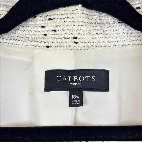 Talbots Women’s 18 Plus Jackie Fit Ivory/Black Textured Viscose Lined Blazer - Picture 5 of 6